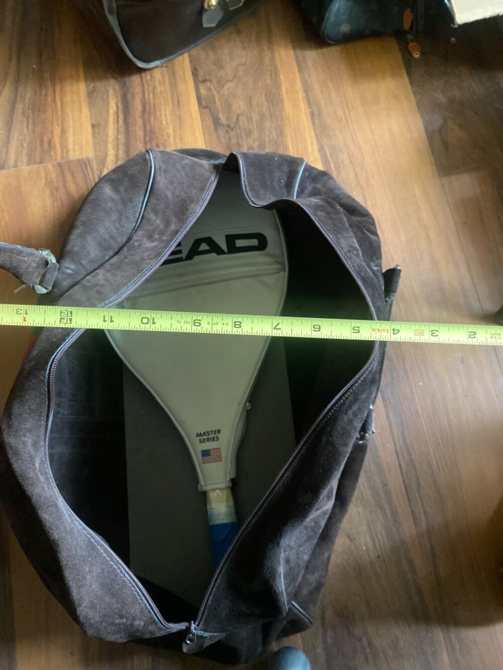 Vintage Large Dark Brown Suede Duffle Bag 24" L x 12"W x 12" Deep - Picture 6 of 9